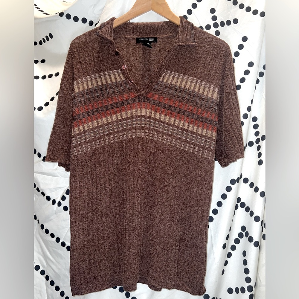 Men’s Brown Kenneth Cole NY Ribbed Polo L